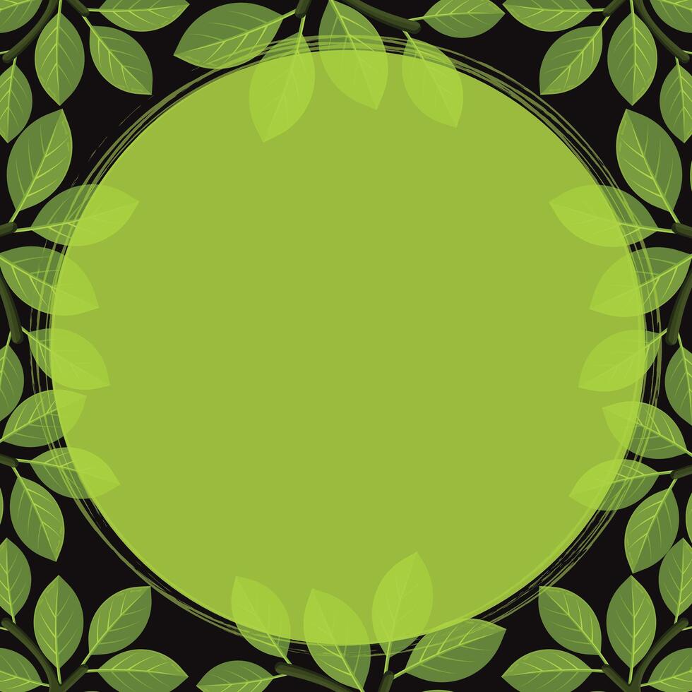 Leaf Frame on Dark Background with Copy Space for Text Illustration. vector