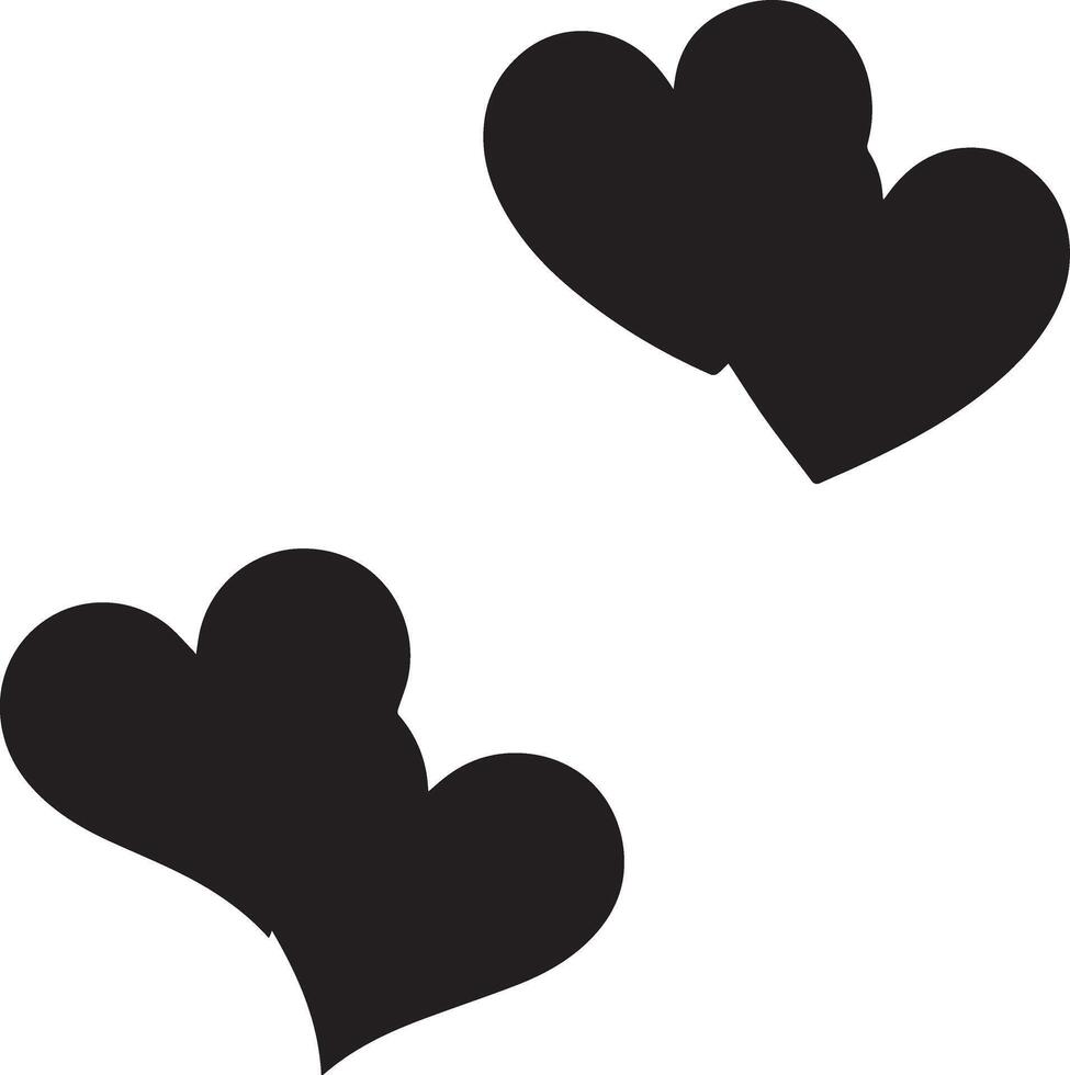 Two black heart-shaped silhouettes on a white background. vector