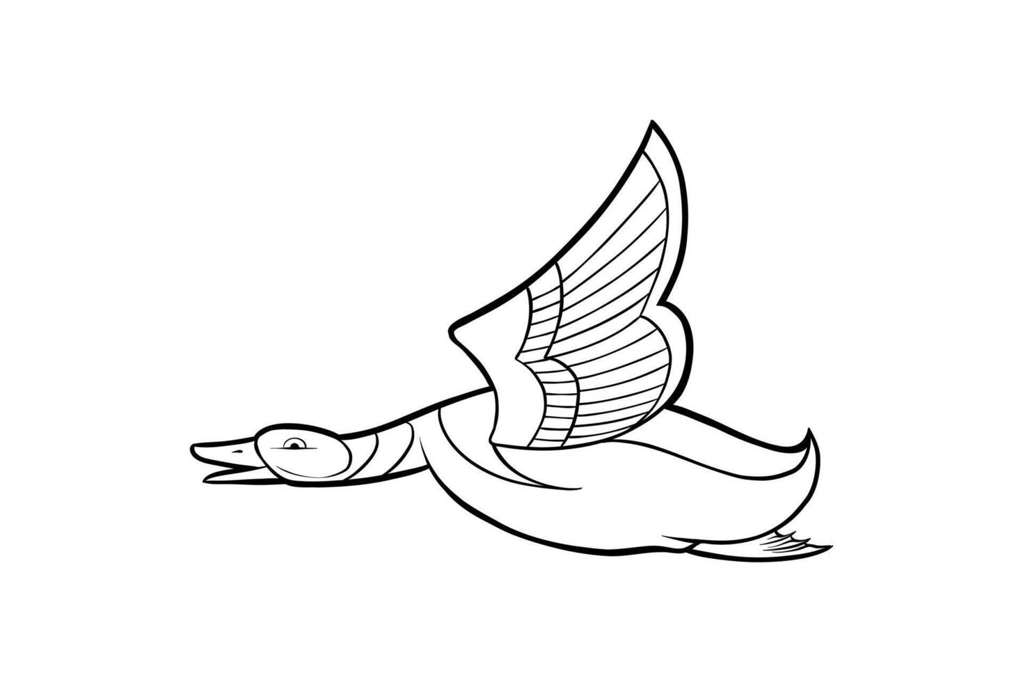 mallard duck line art illustration with details vector