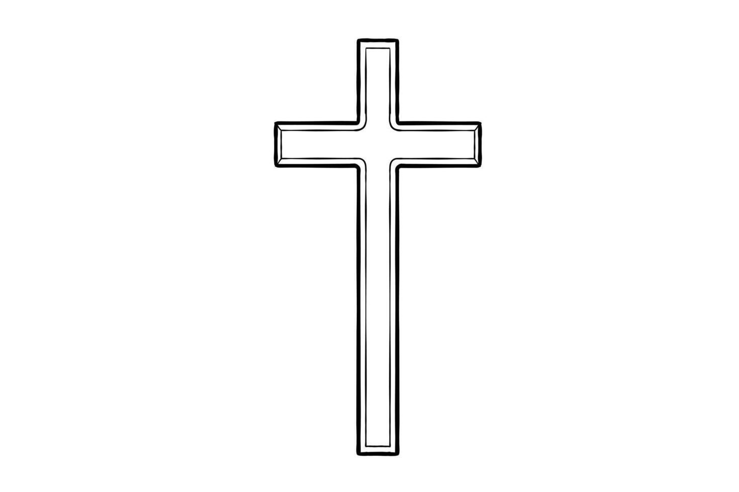 hand drawn cross line art illustration vector