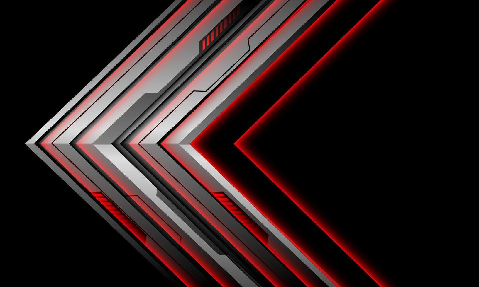 Abstract silver cyber red light arrow diredtion geometric design modern futuristic technology background vector