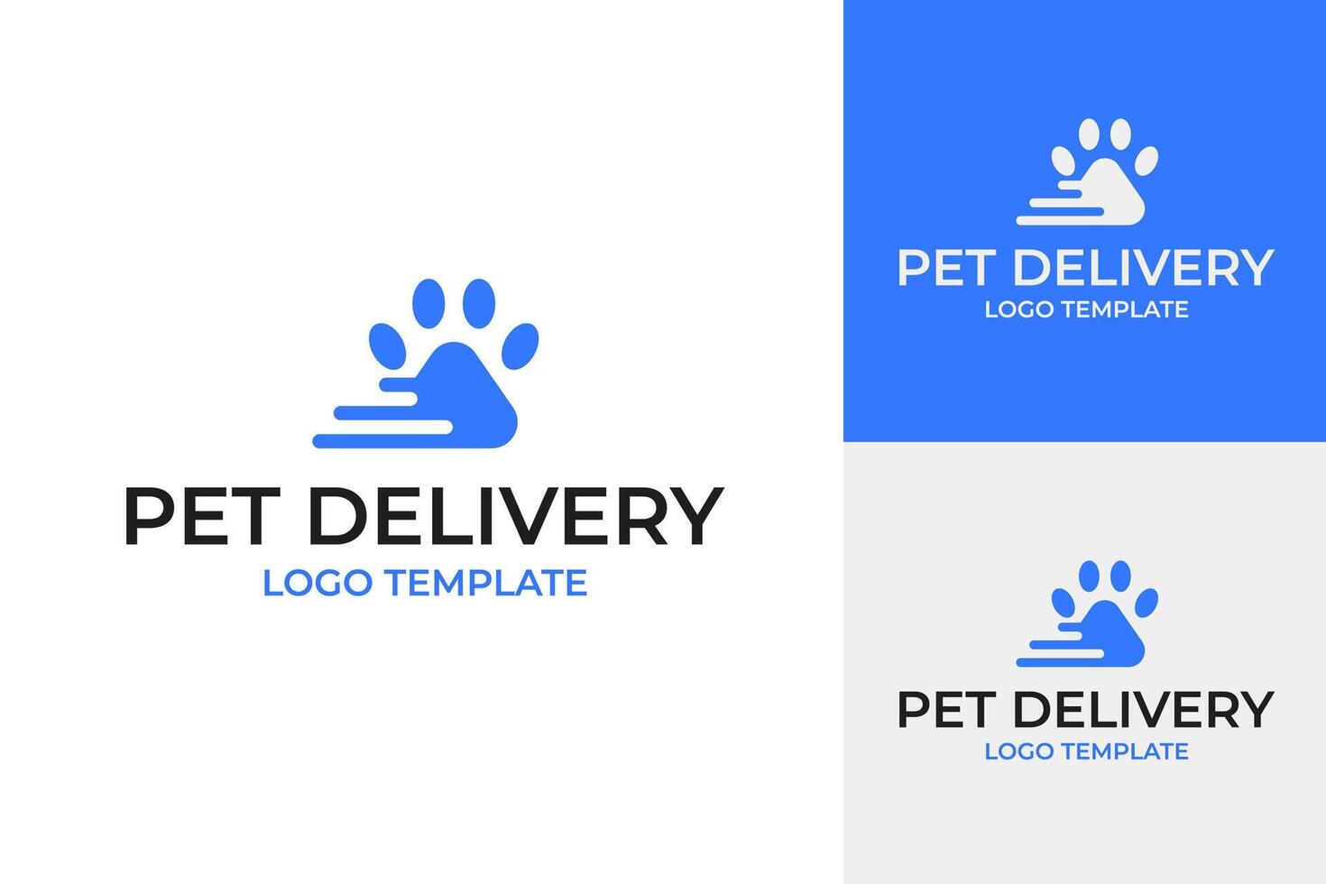 Paw with fast icon for pet delivery logo design template illustration vector