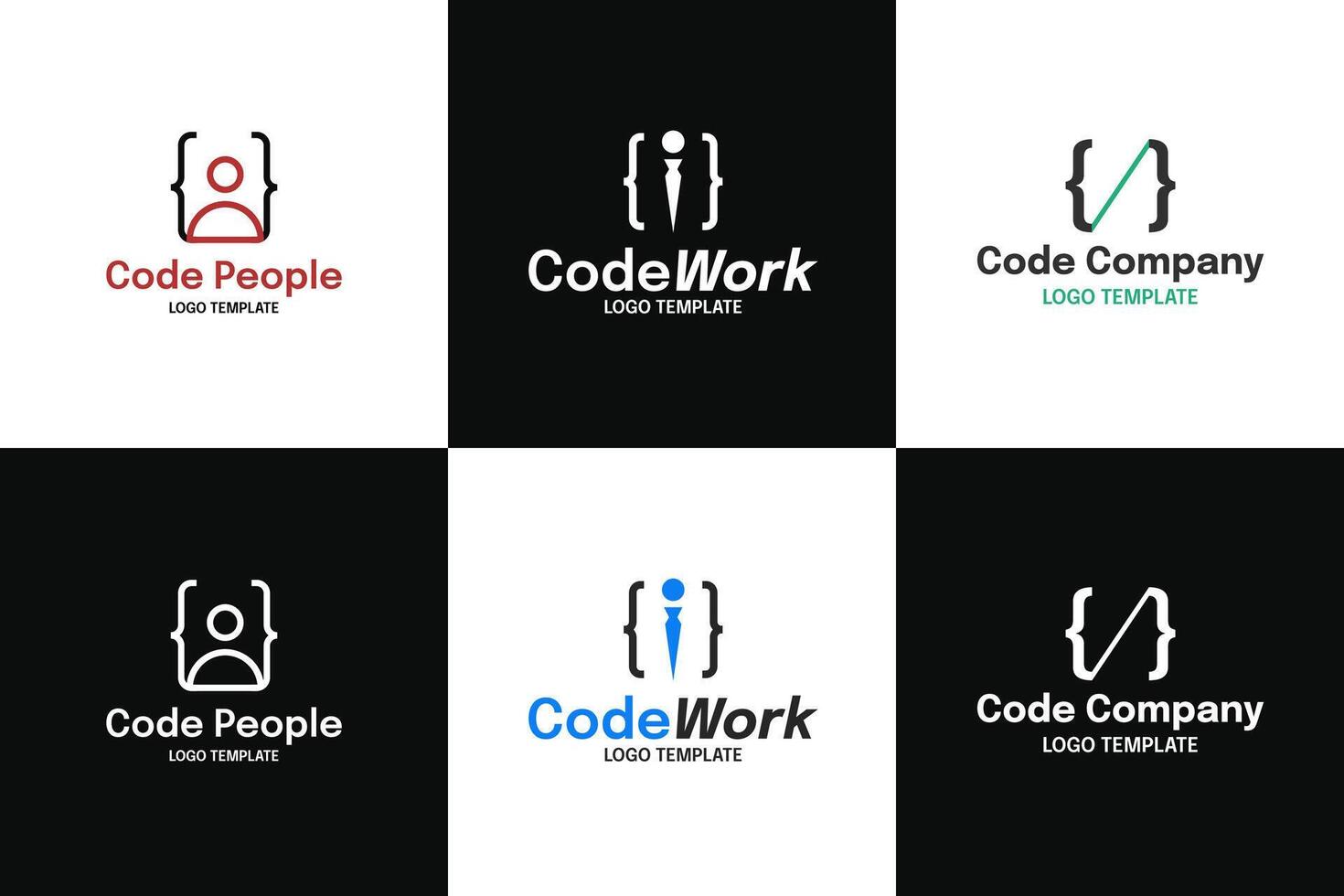 Set collection coding development logo design template symbol illustration vector