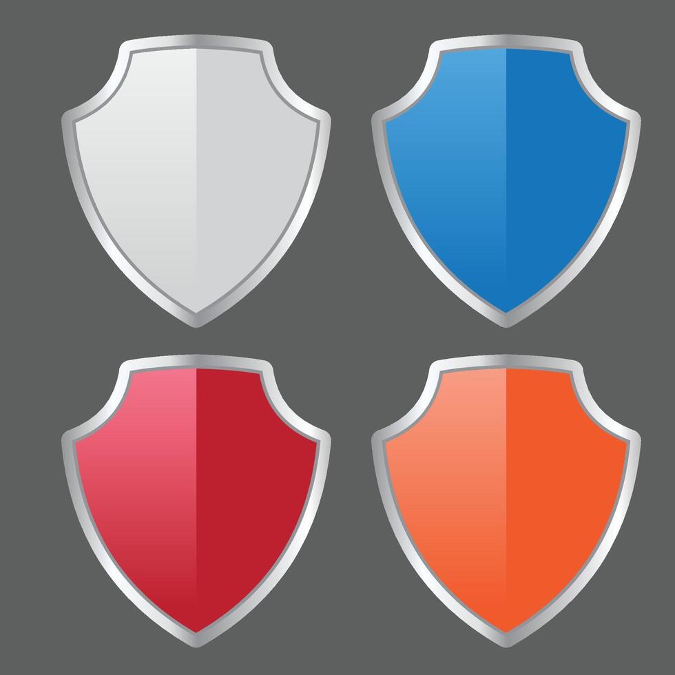 four color 3D shield protection symbol vector