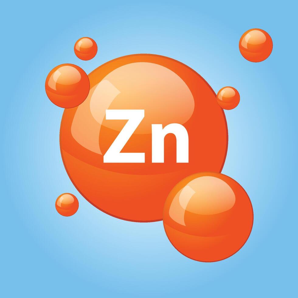 Zinc icon structure chemical element round shape circle light orange vector