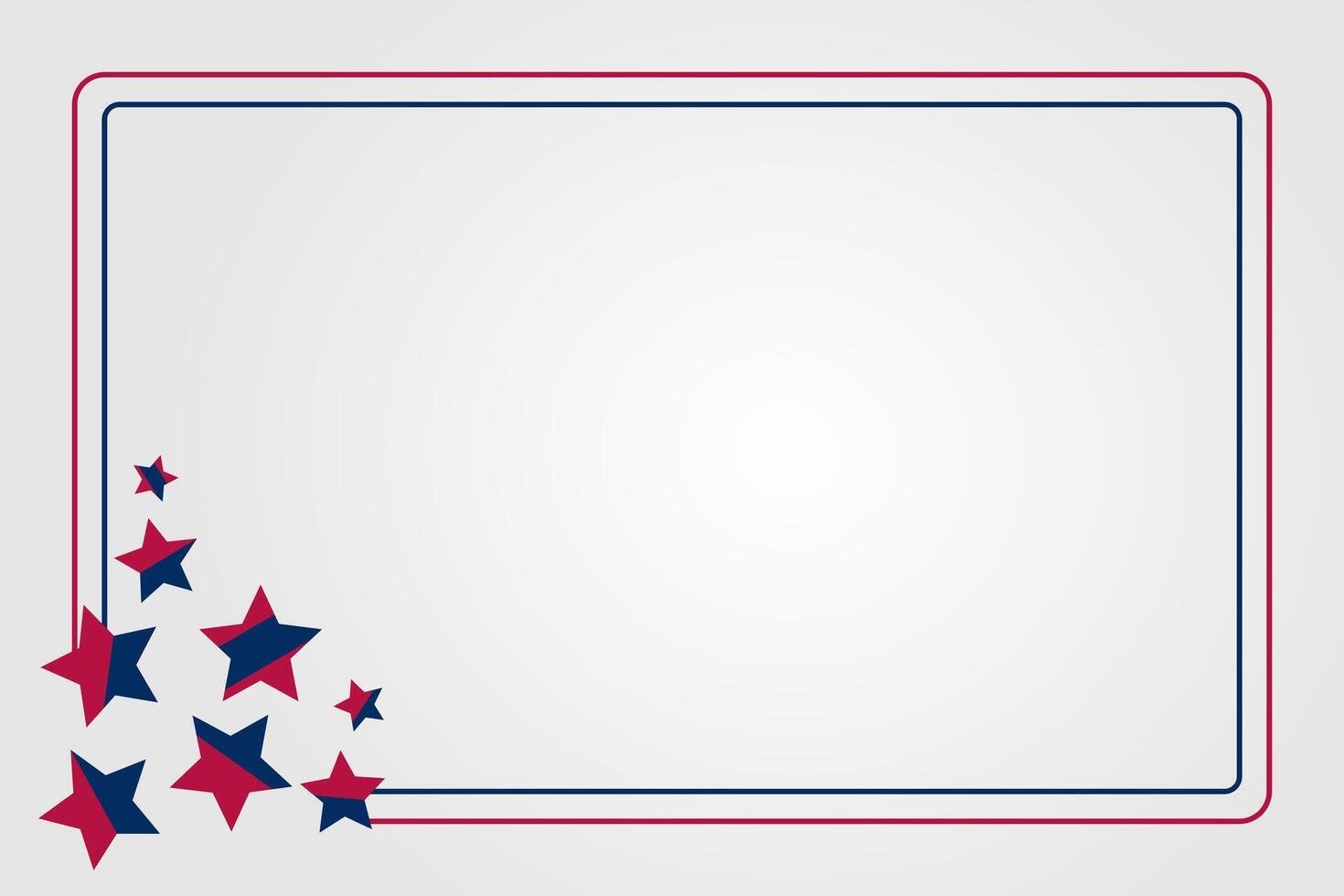 American holiday background in blue, white, red with star icons. Free copyspace area design vector