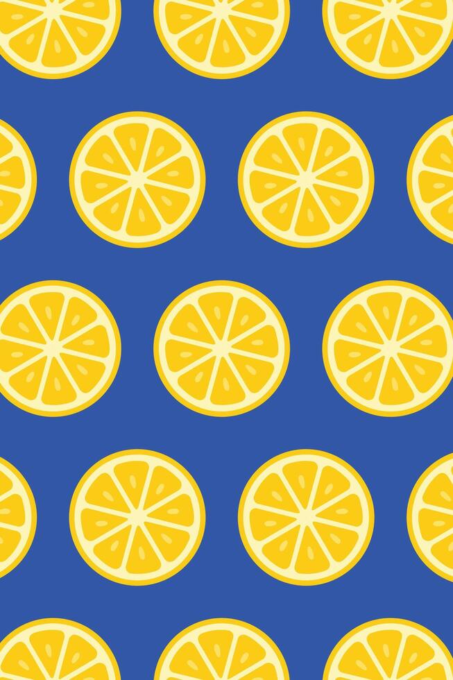 blue lemon slice pattern background vector