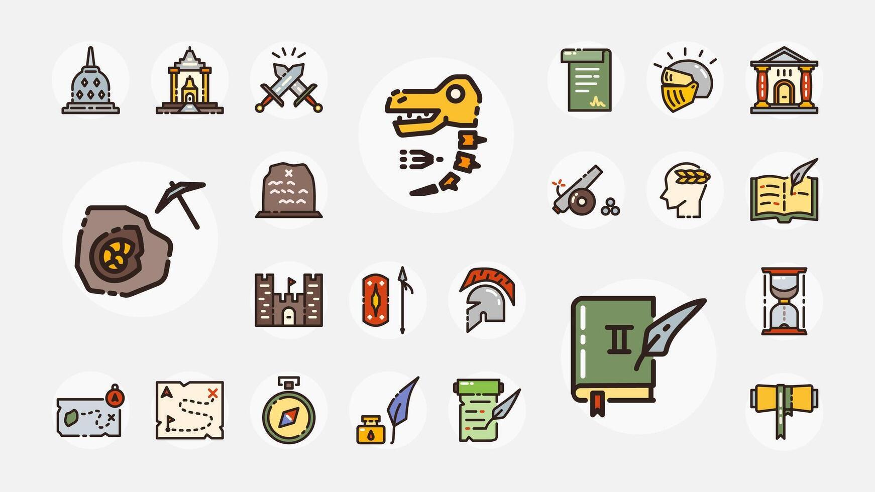 Historical symbols and icons for education vector
