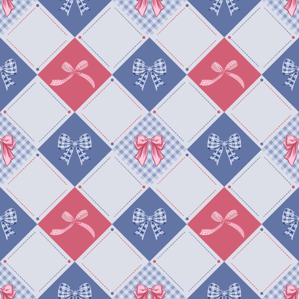 Colorful diamond pattern with bows vector