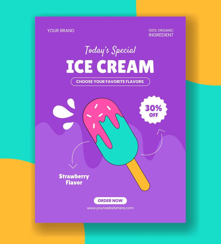 Flat Illustration of Today's Best Ice Cream Offer for Social Media Vertical Poster vector