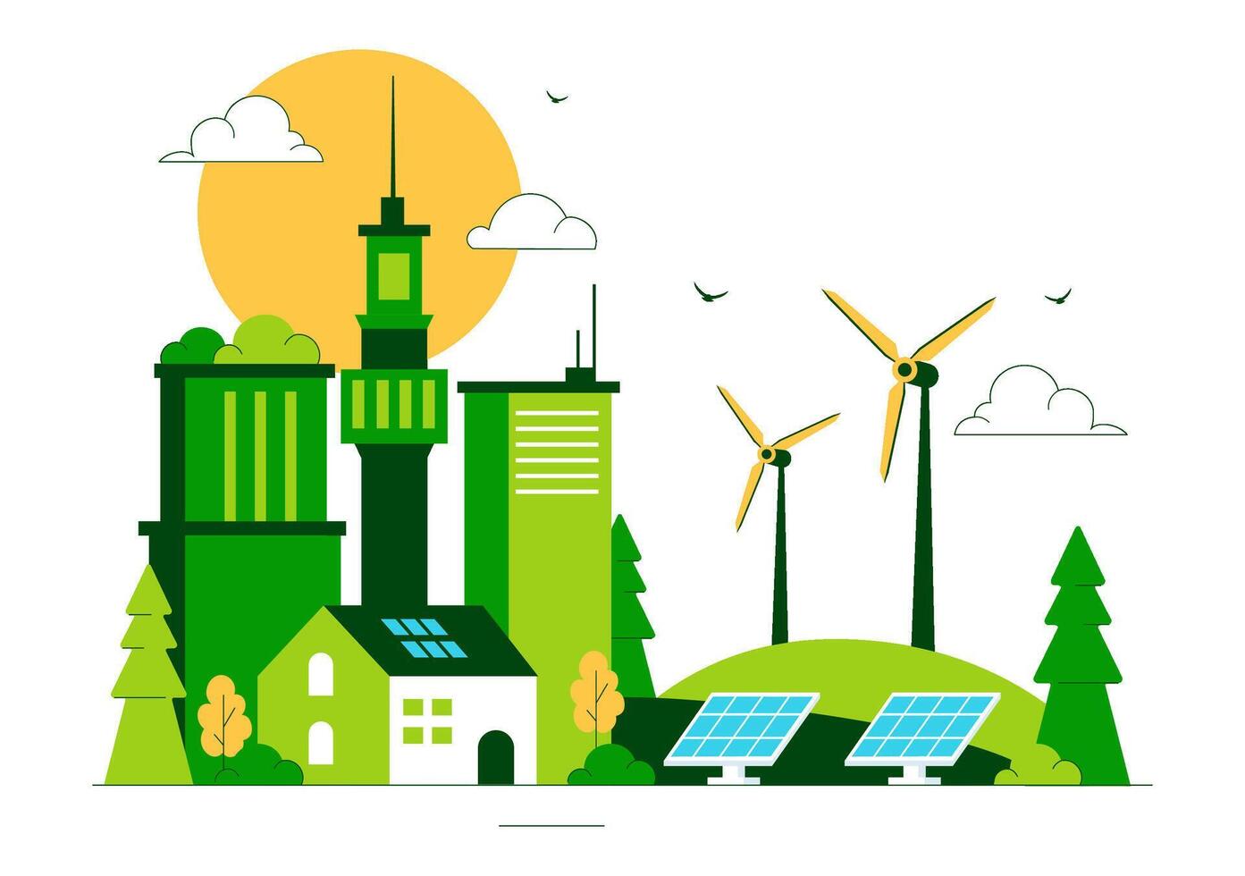 Modern Environmental Urban Planning with Green Buildings and Public Parks in Style vector