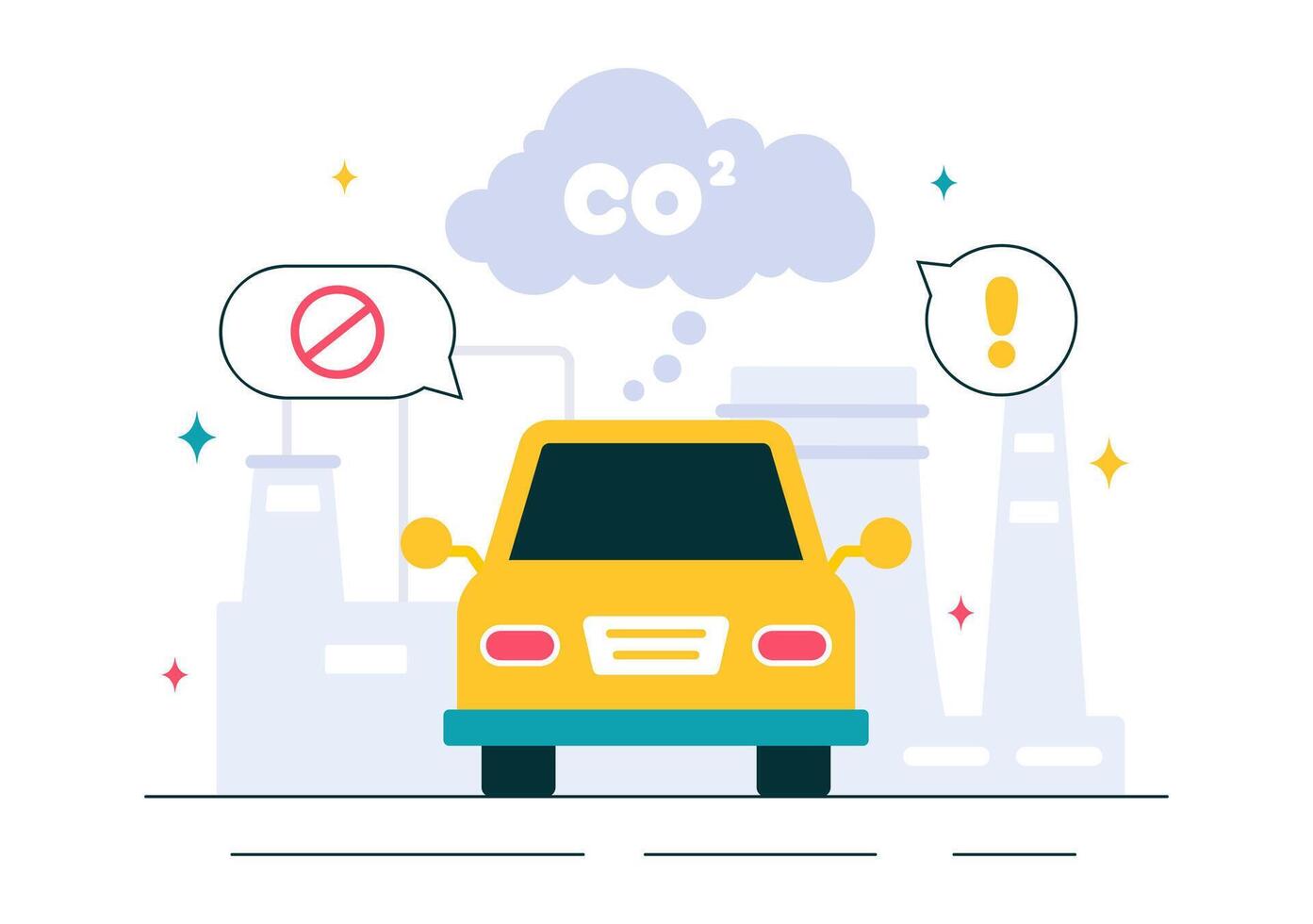Earth in Danger from Carbon Dioxide Emissions Cartoon Background vector