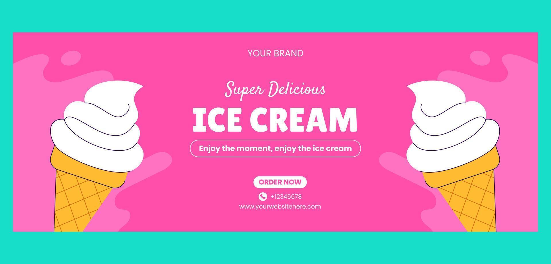 Ice Cream Flavor Social Media Cover Template in Hand-Drawn Style vector