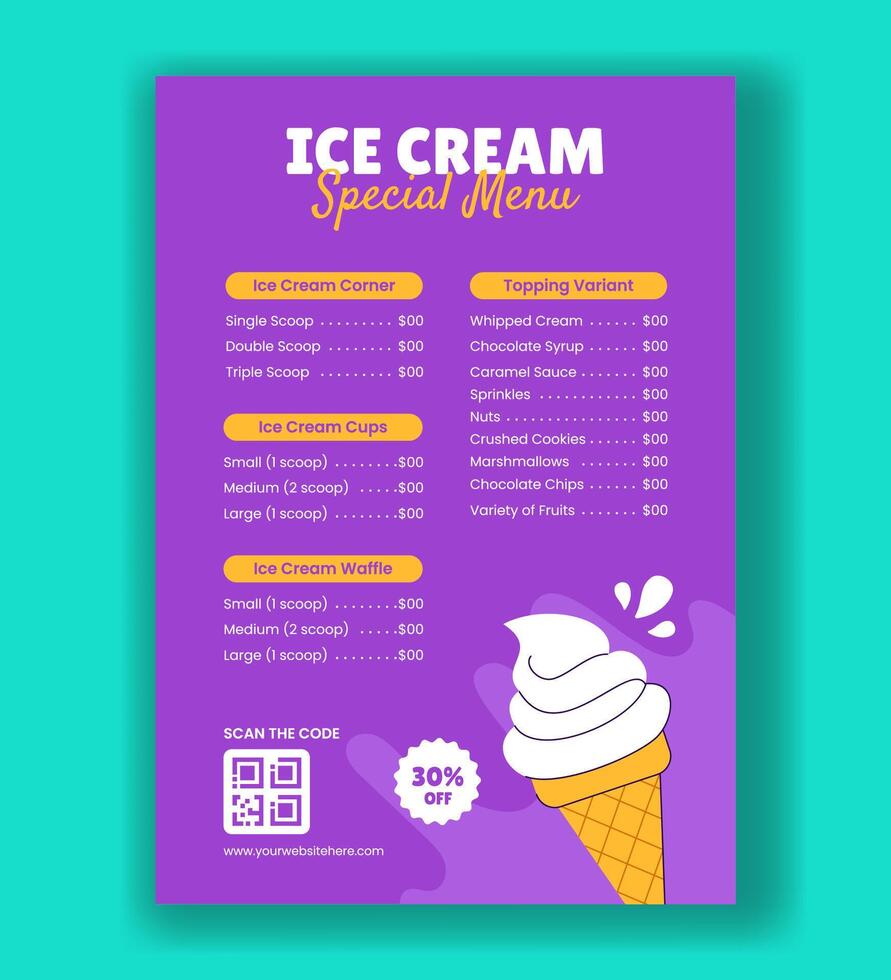 Colorful Ice Cream for Social Media Menu with Flat Design Elements vector