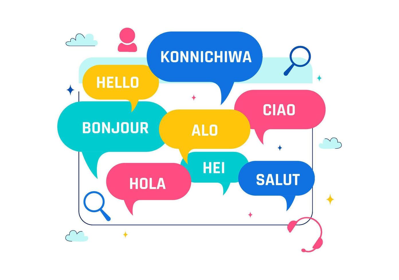 Language Translator Celebration Day Illustration with Text Bubbles from Global Nations vector