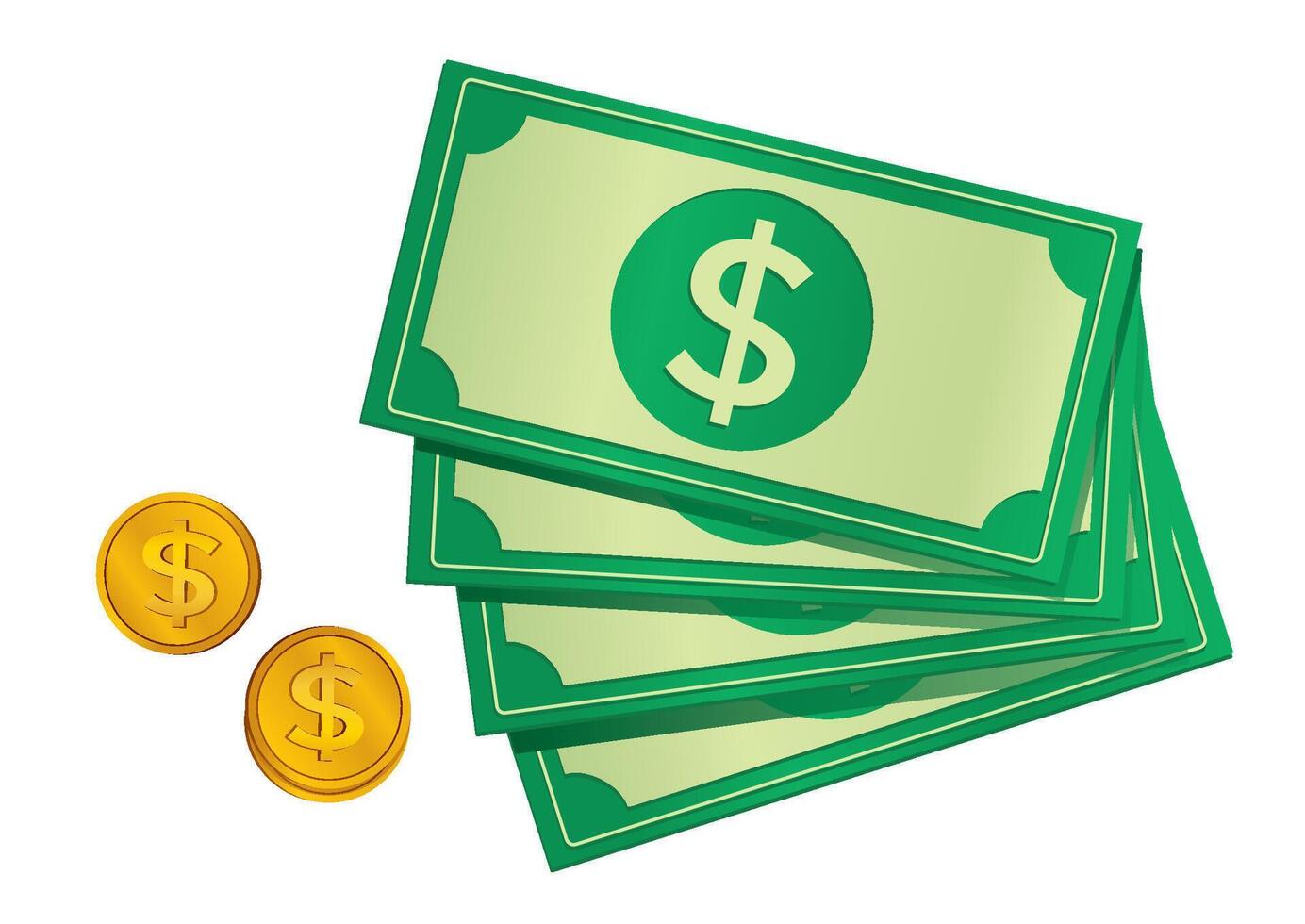 dollar bills and coins vector