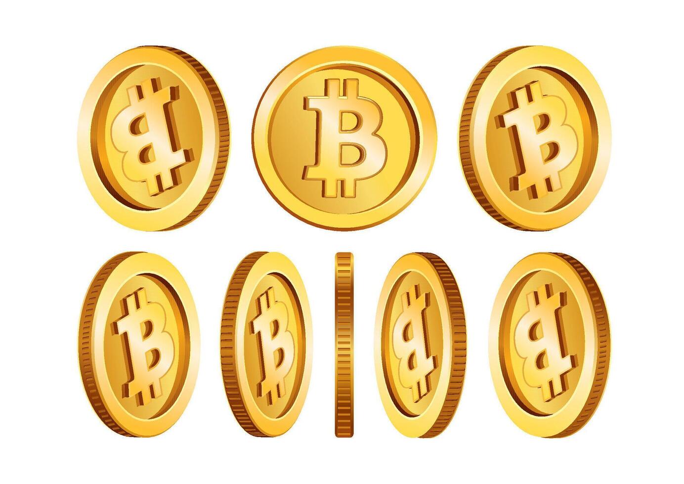 Bitcoin coins illustration for cryptocurrency vector