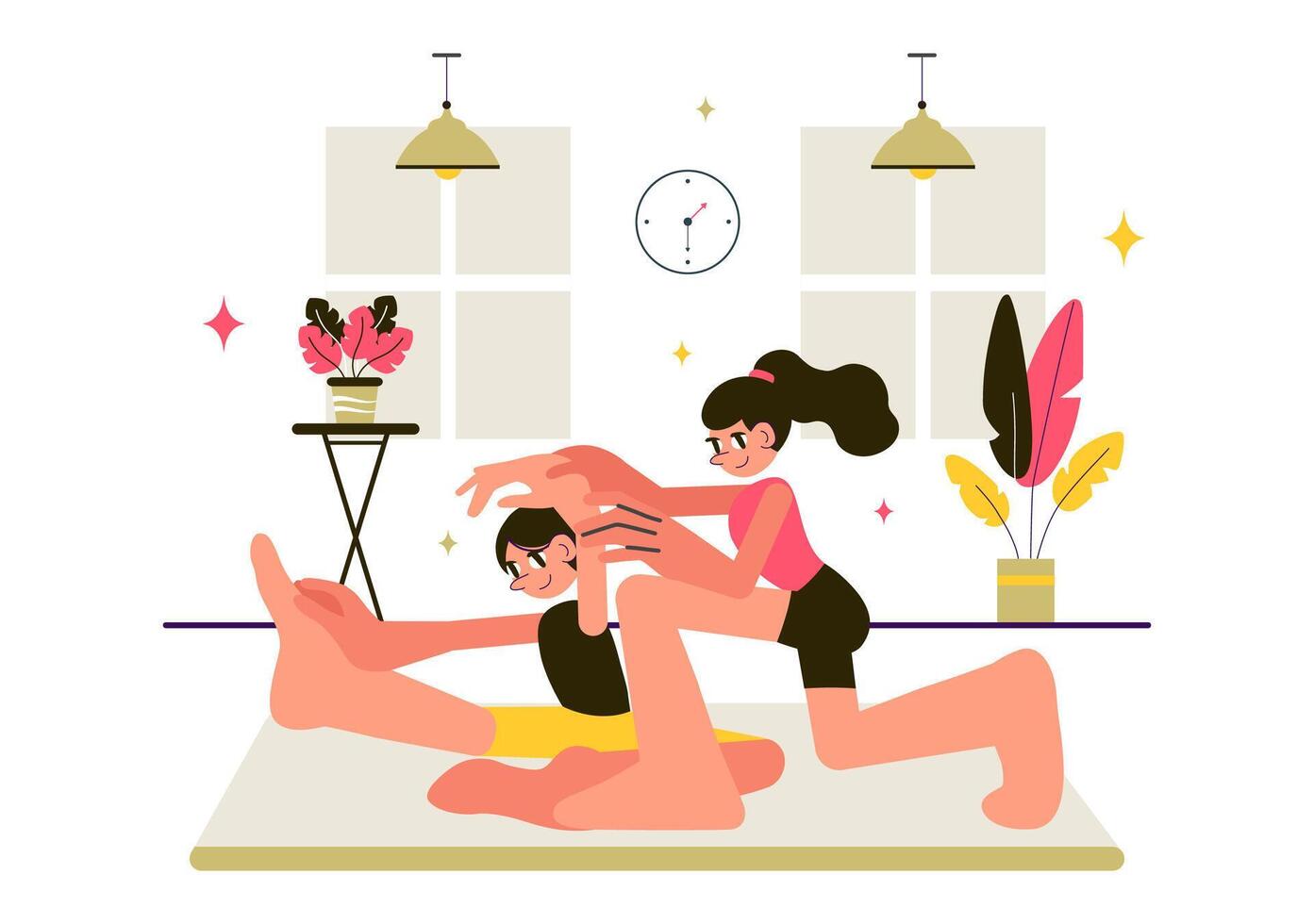 Rhythmic Gymnastics Performance with Graceful Moves in a Living Room Setting vector