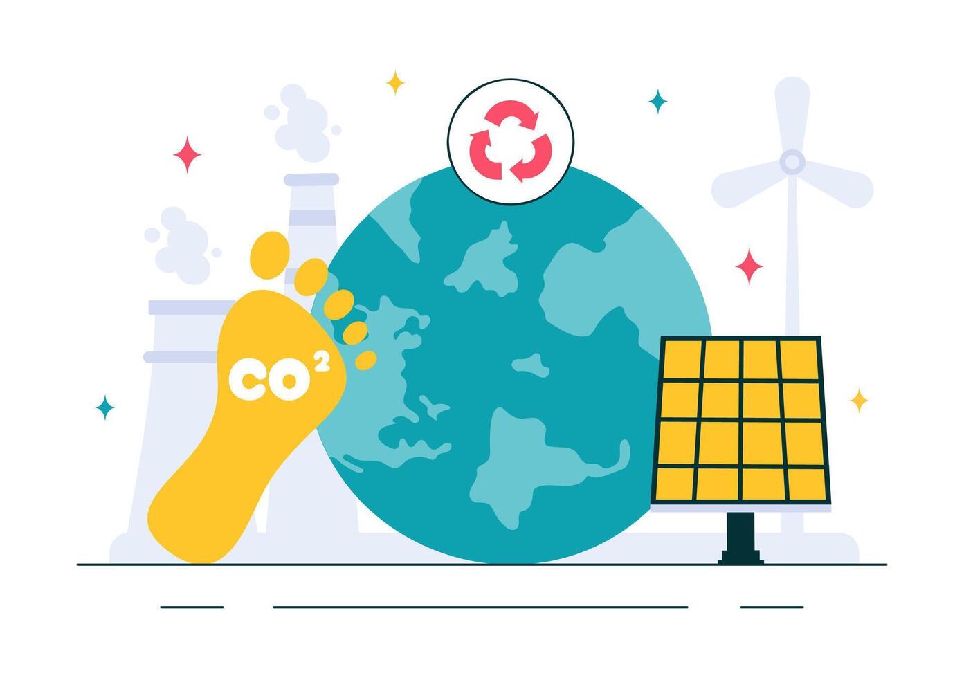 Greenhouse Gas Effect and Climate Threat Illustration in Flat Cartoon Design vector