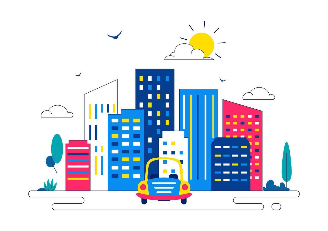 Urban Skyscraper Scene for Skyscraper Day on September 3rd in Flat Style Background vector
