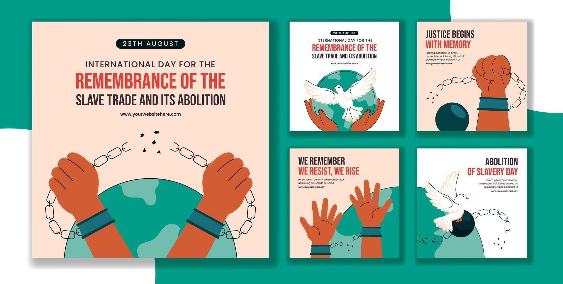 International Slave Trade Remembrance Day Illustration with Flat Cartoon Social Media Post Template Design vector