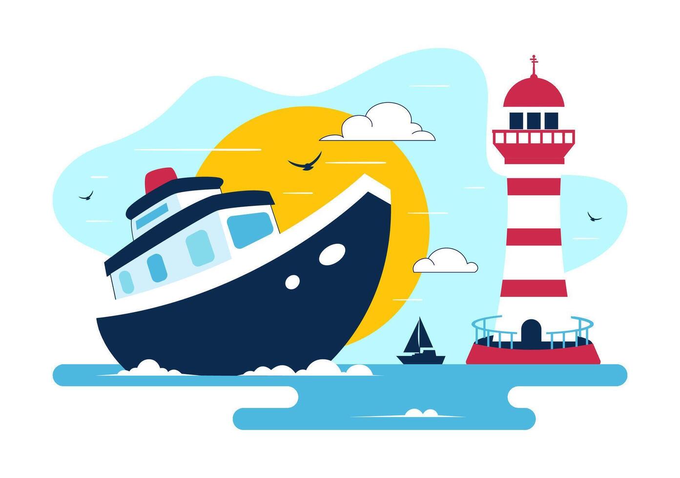 Maritime Industry Art with Shipping Vessels and Ocean Elements for World Maritime Day Event vector