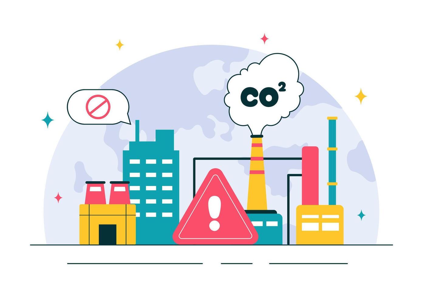 Climate Crisis and Carbon Footprint Design Showing Earth in Danger vector