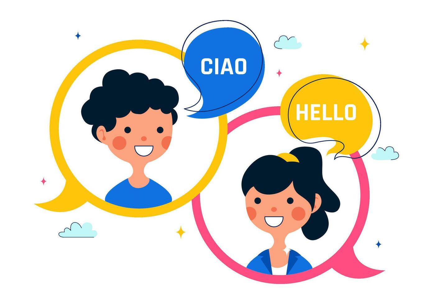 Translation and Interpreter Day Illustration with International Words and Multicultural Dialogue Concept vector