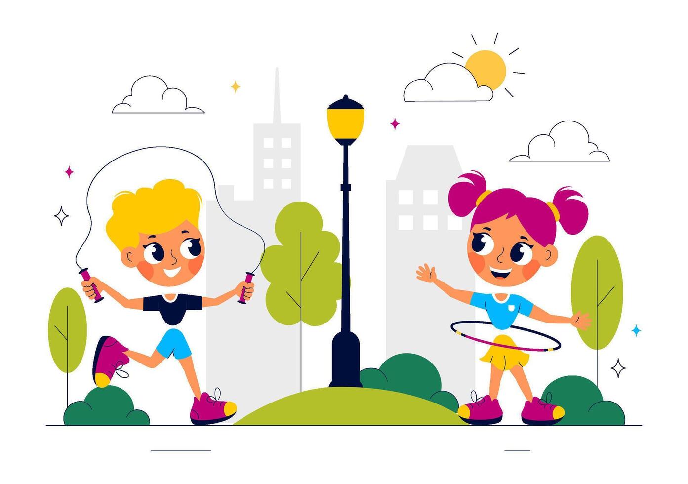 Healthy Lifestyle Exercise for Children Illustration in a Flat Cartoon Style vector