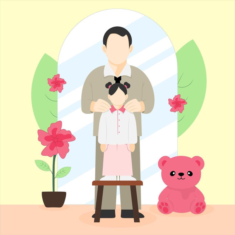Loving Father's Day Designs for Dad and Child, Parent and Child Silhouette Concept Father and Child Celebration vector