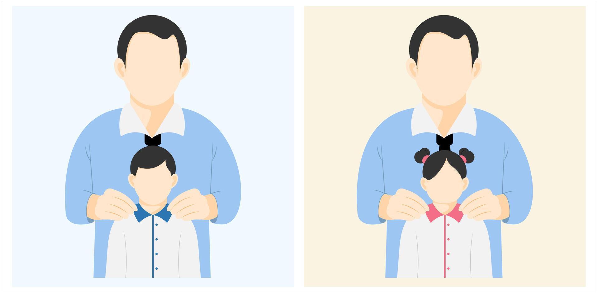 minimalist flat illustration showing the emotional bond between father and child vector