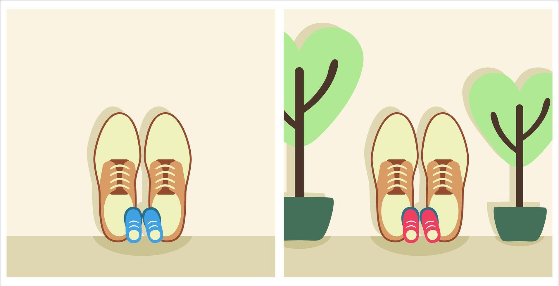 Father and Child Symbolic Footsteps vector