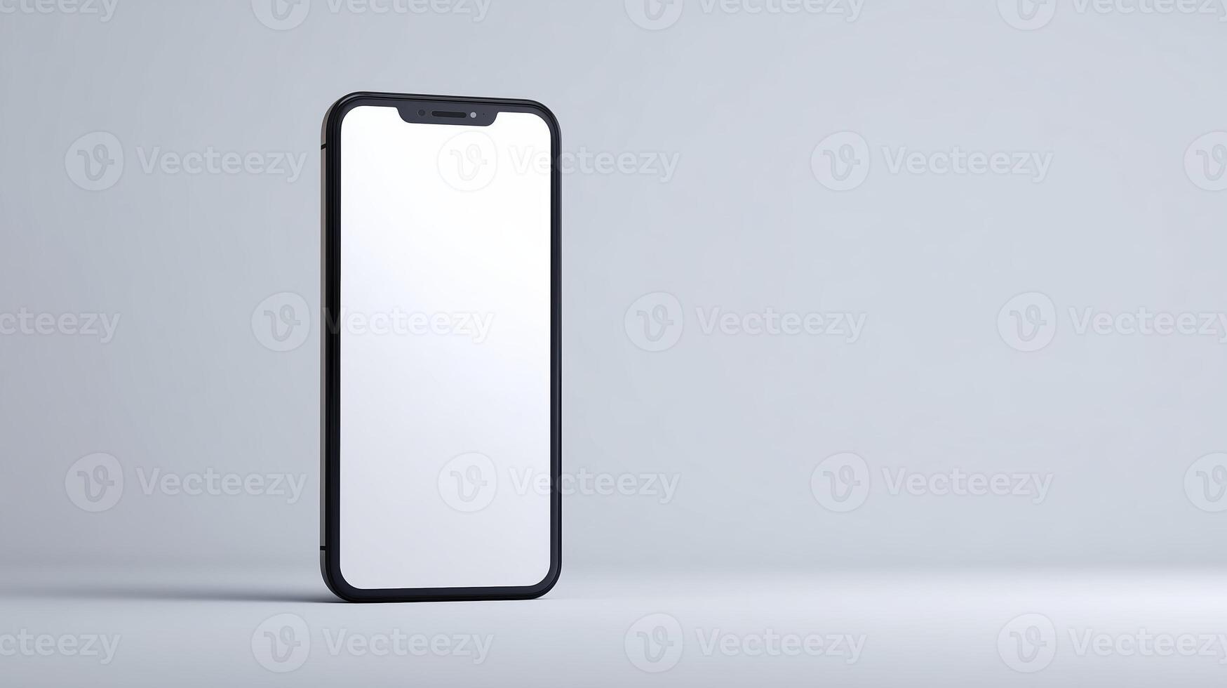 An iphone with a blank screen on a white surface photo