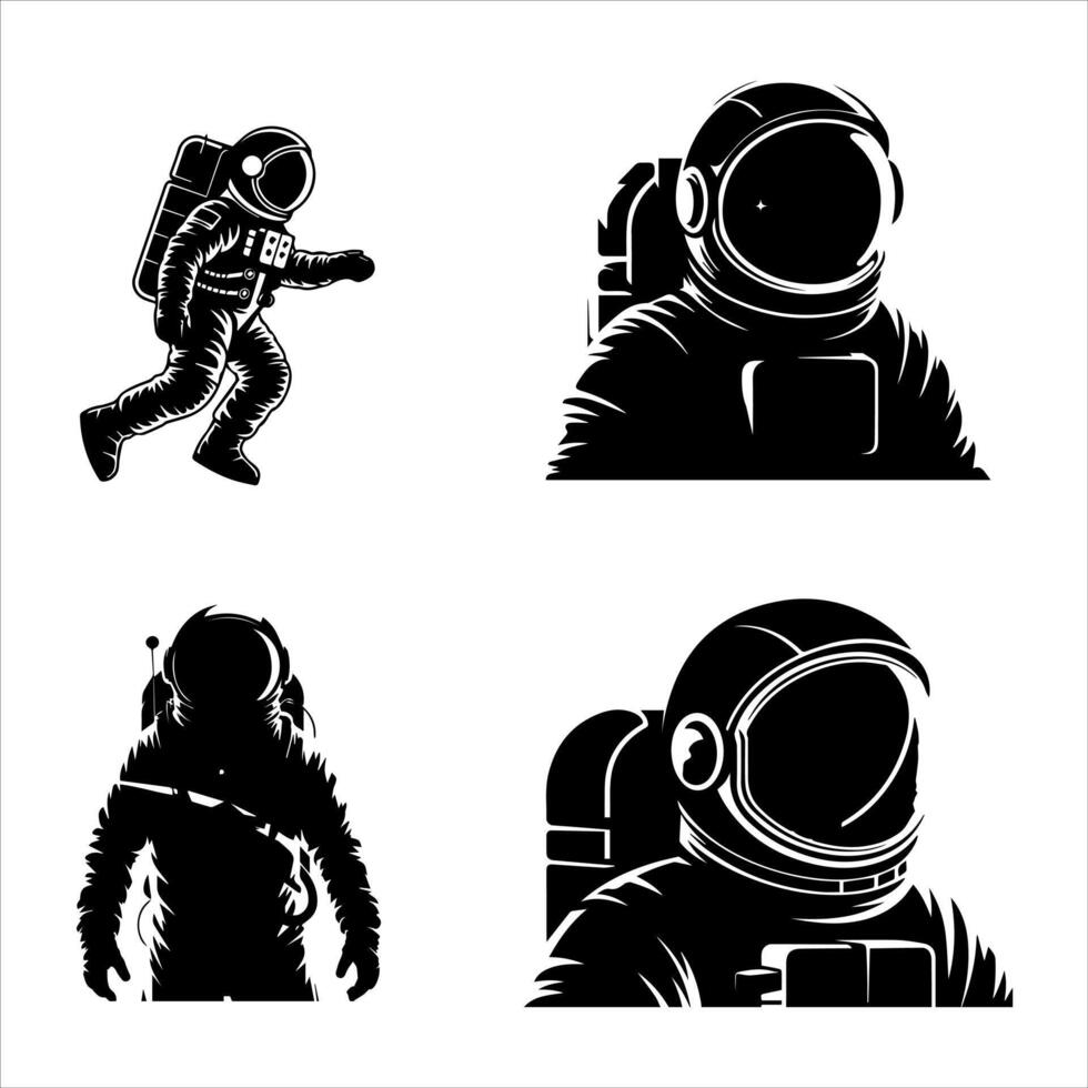 Astronaut silhouette set illustration vector
