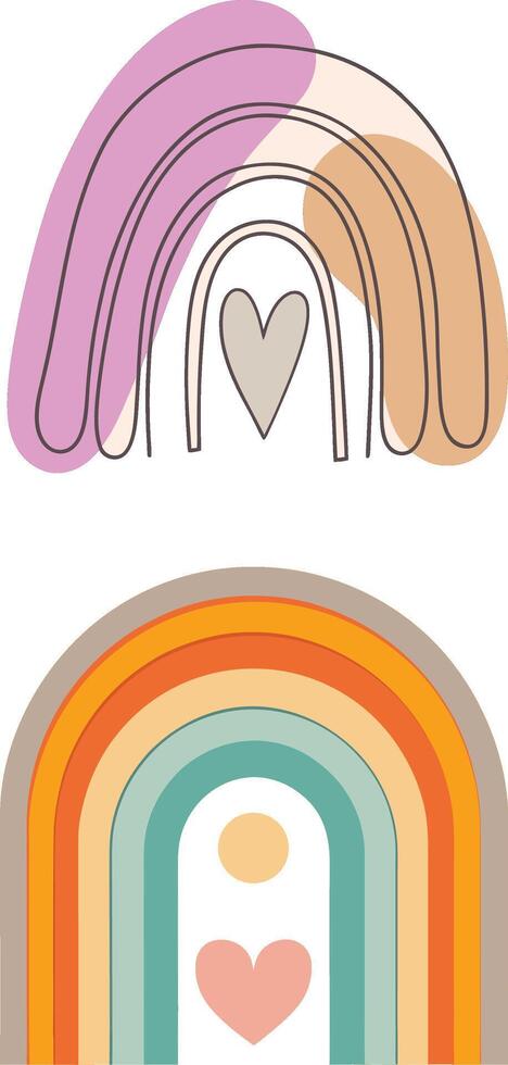 Boho Rainbows and Hearts vector
