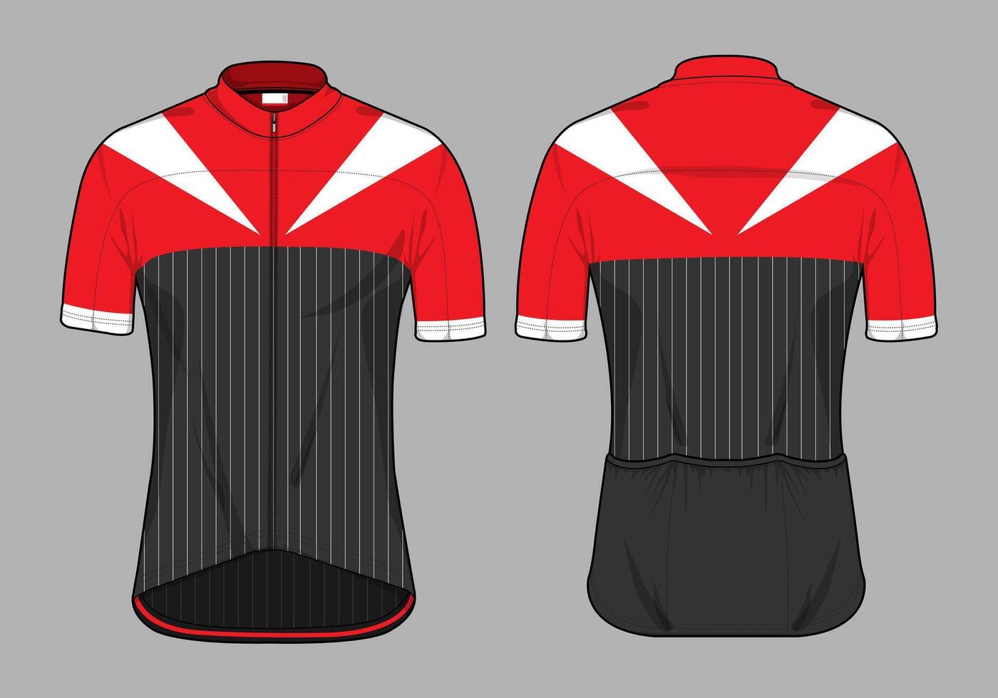 Red and black cycling jersey design vector