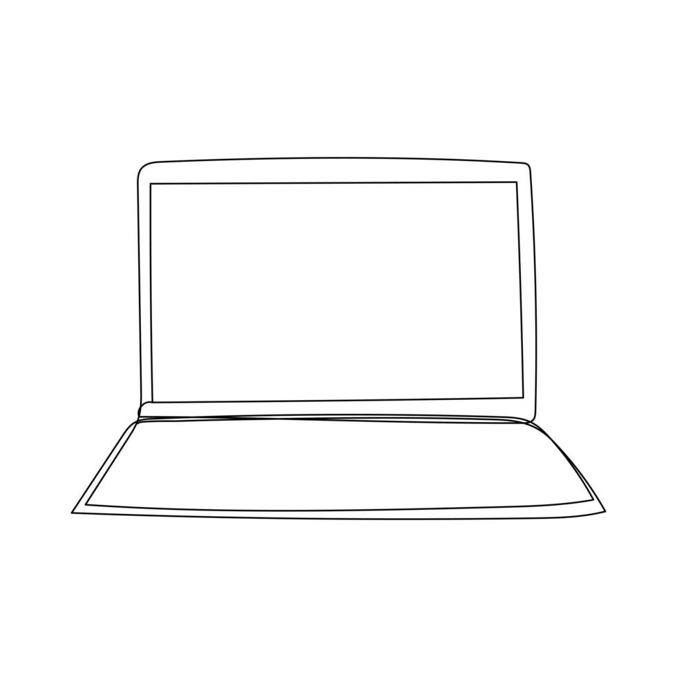 Continuous line drawing of a laptop icon in minimalist style hand drawn digital device illustration vector