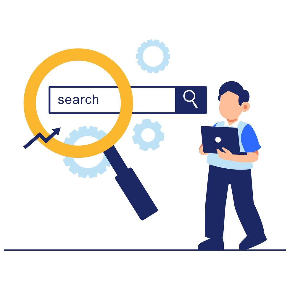 Enhancing online presence with SEO strategies using search tools and performance analytics vector