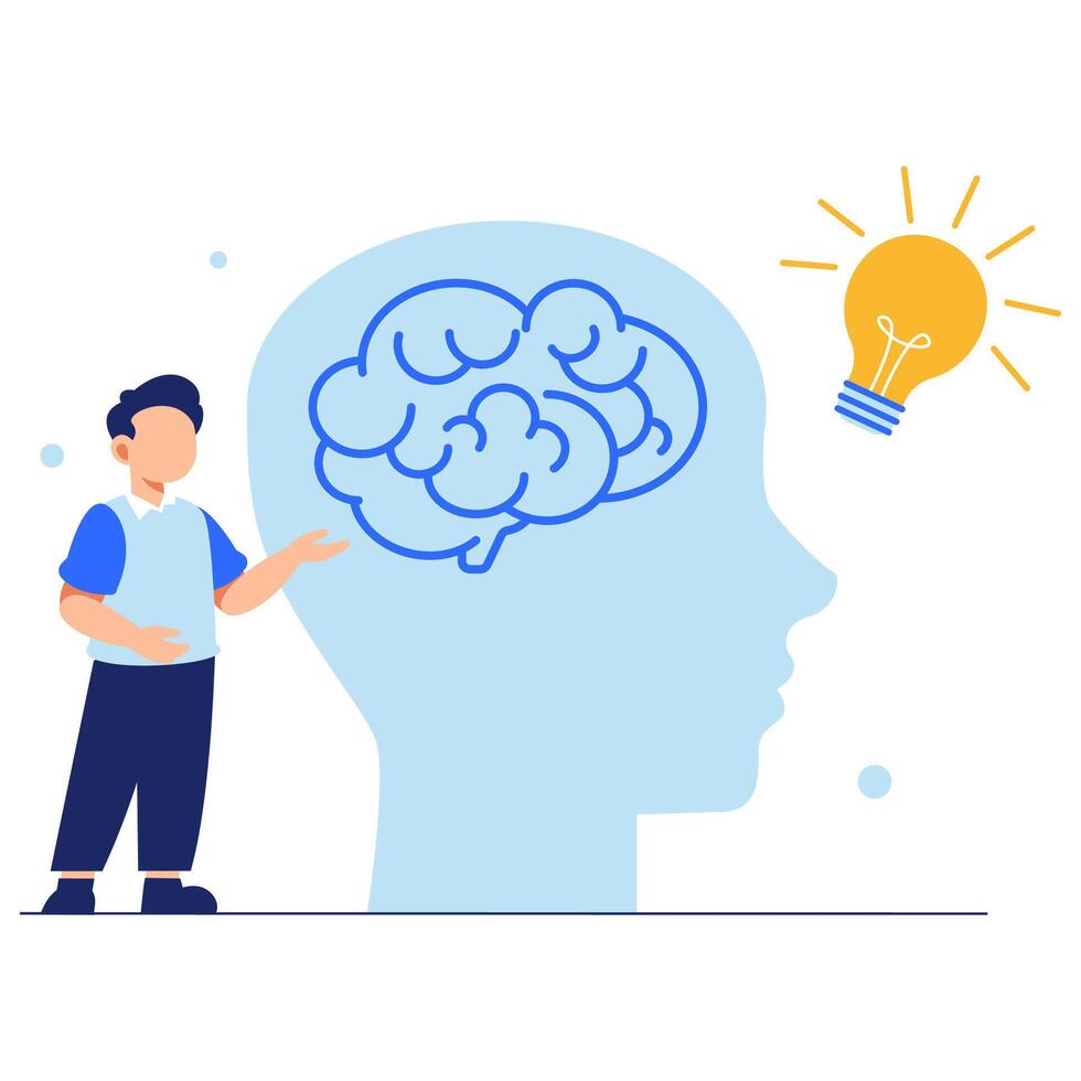 Creative Brain Illustration with Light Bulb Representing Innovative Thinking vector