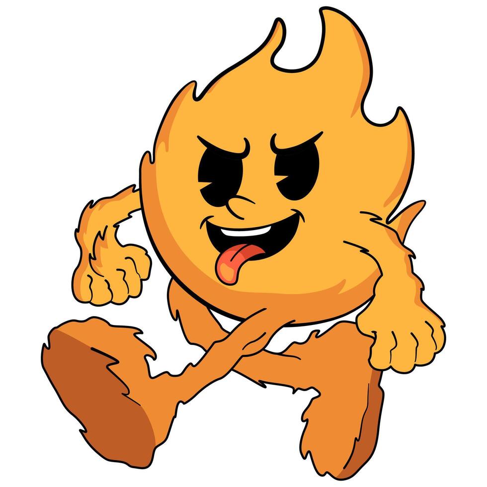 Energetic Cartoon Flame Character with a Playful Pose and Bold Expression vector