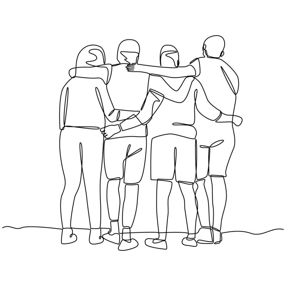 Minimalist Line Art Depicting Warm Friendship and Togetherness vector
