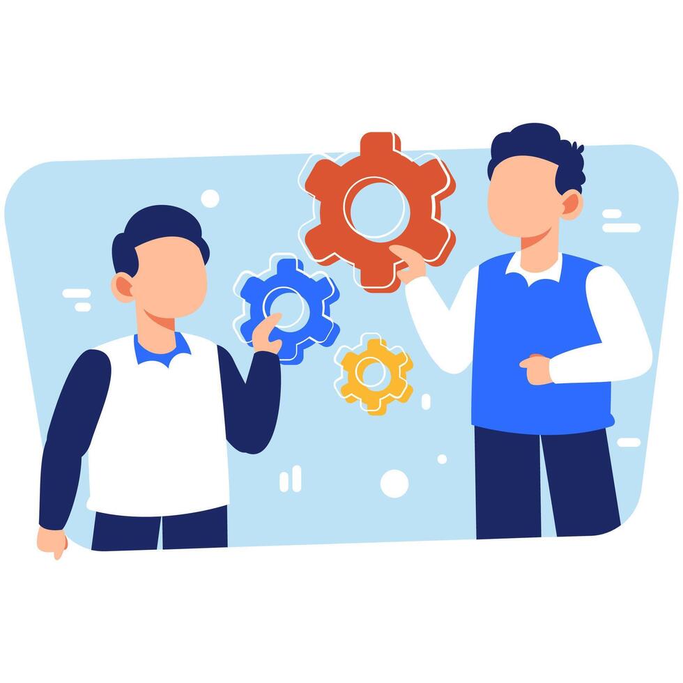 Collaborative Teamwork with Gears Driving Business Innovation and Success vector