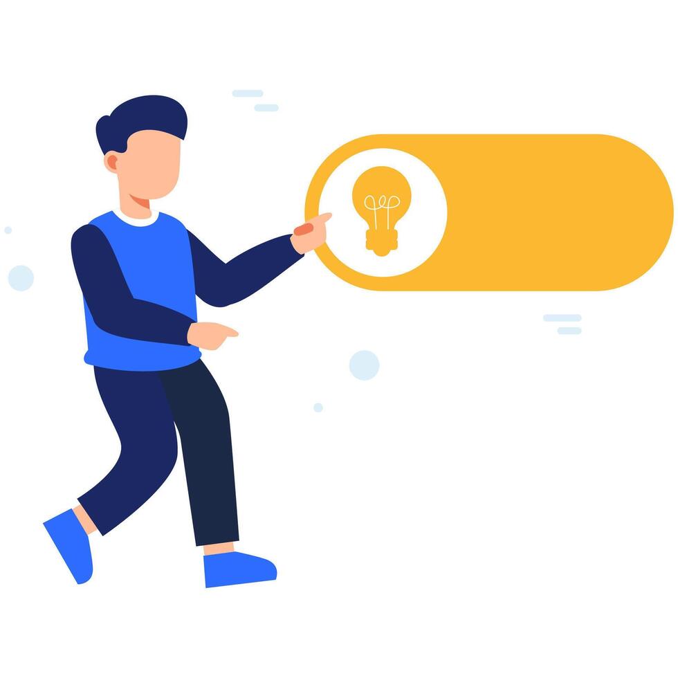 Igniting Creativity Through a Light Bulb Icon Showing a Person Activating a Bright Idea to Represent Innovation and Imagination vector