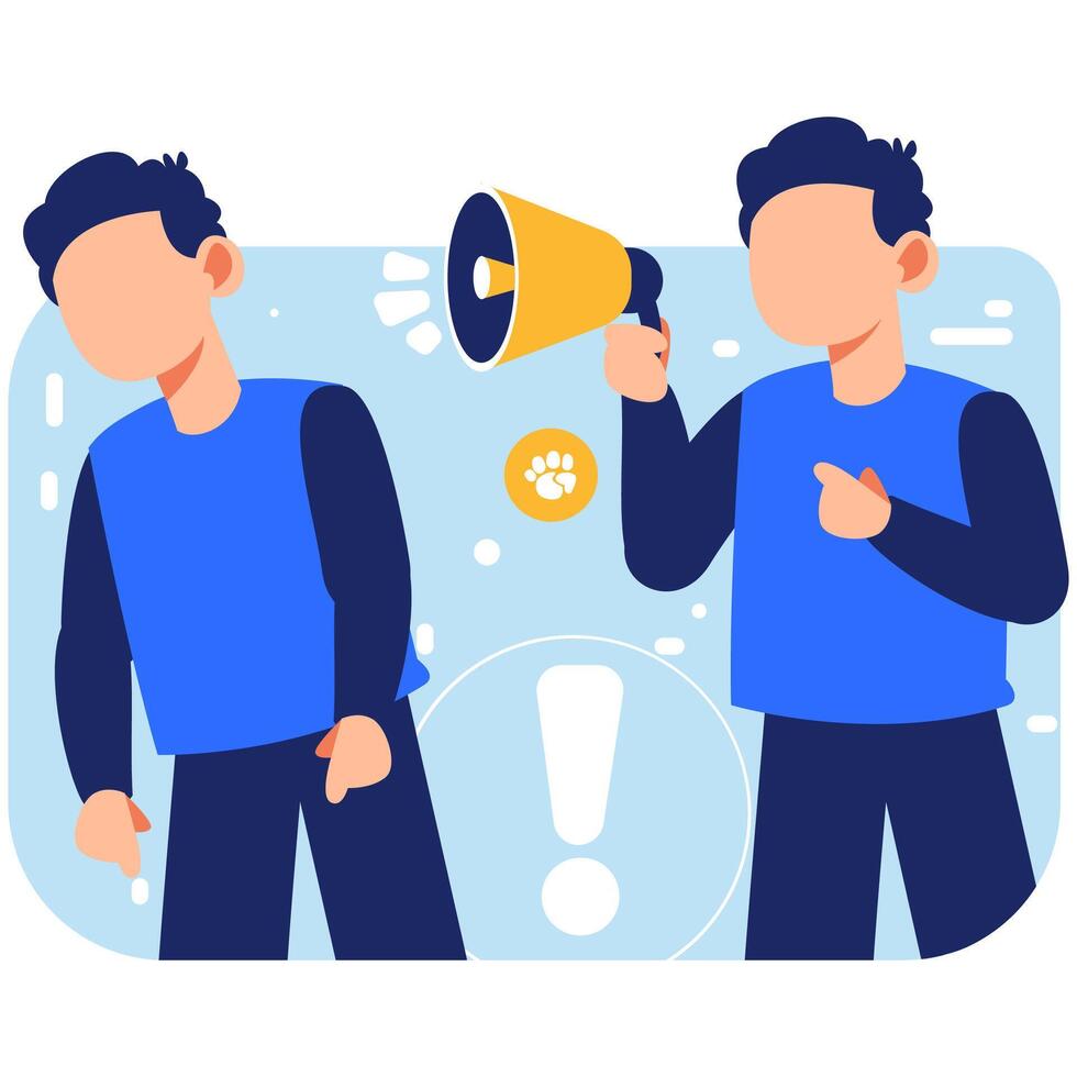 Expressive characters depicting self criticism and inner motivation through blue toned visuals and symbolic interaction vector