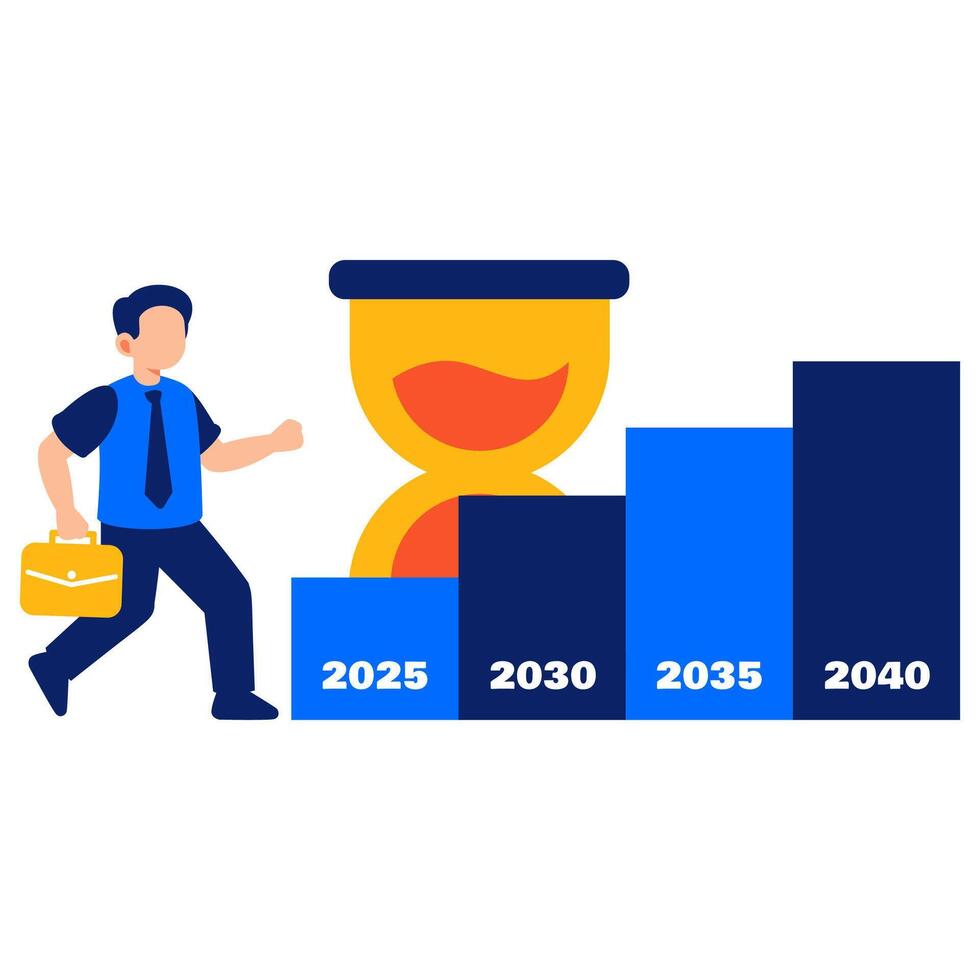 Dynamic business growth timeline focusing on future goals progress and success with clear planning and strategic vision vector