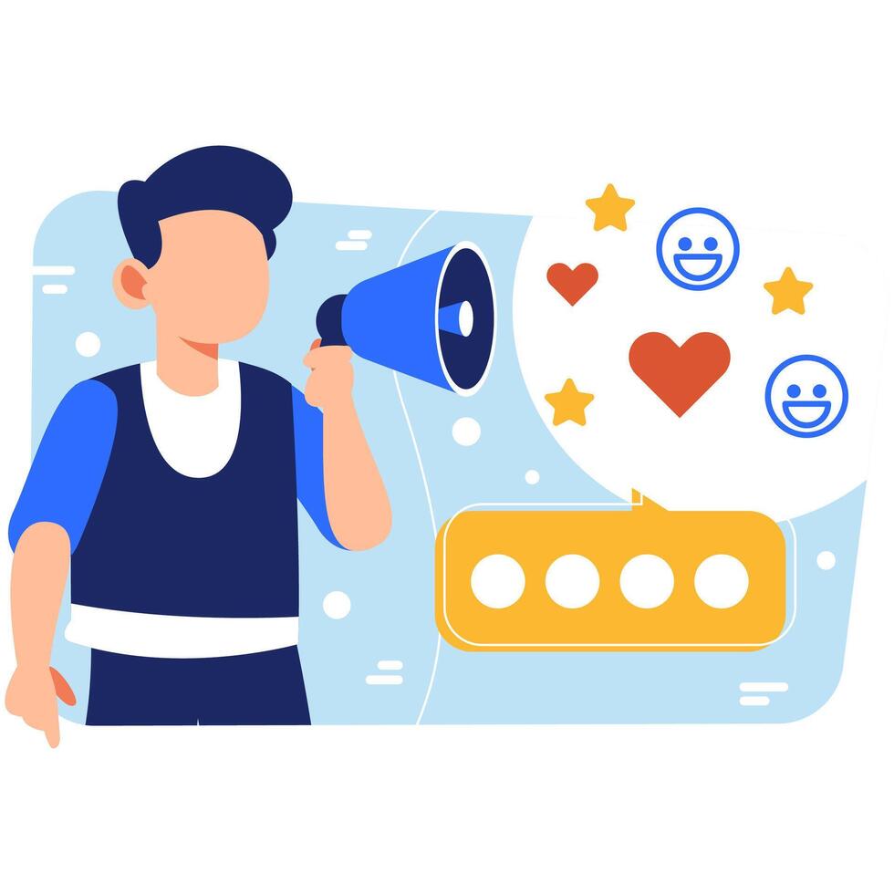Modern Marketing Communication Using Megaphone with Feedback Symbols and Digital Engagement Elements vector