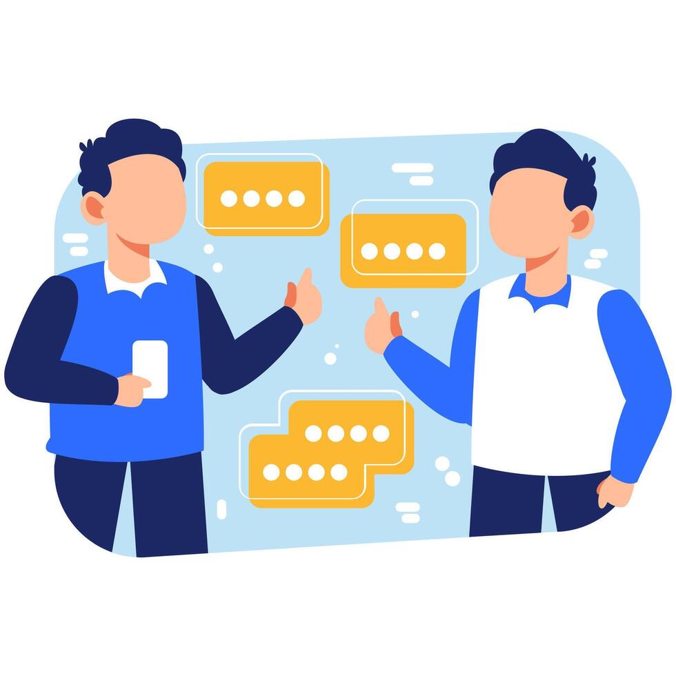 Two Professionals in a Business Conversation Exchanging Ideas and Feedback Using Modern Communication Tools vector