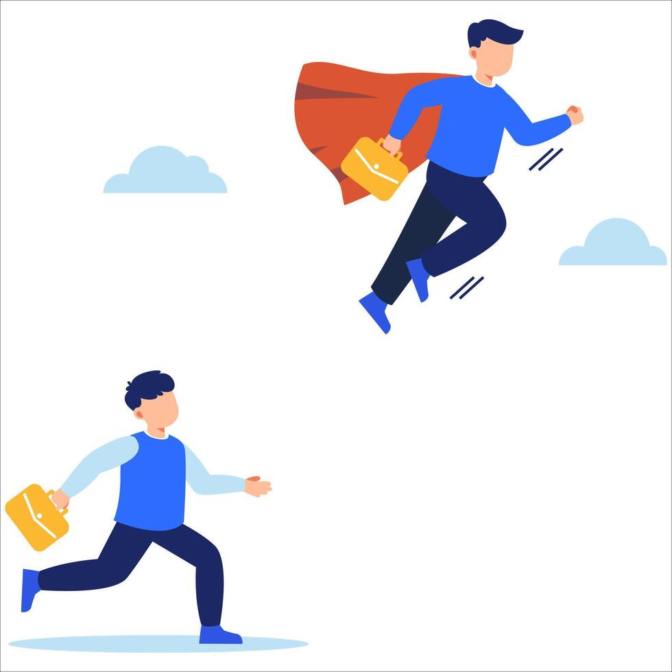 Flying Ahead in Business with a Heroic Leader Soaring Above the Competition with Speed Strategy and Vision for Success vector