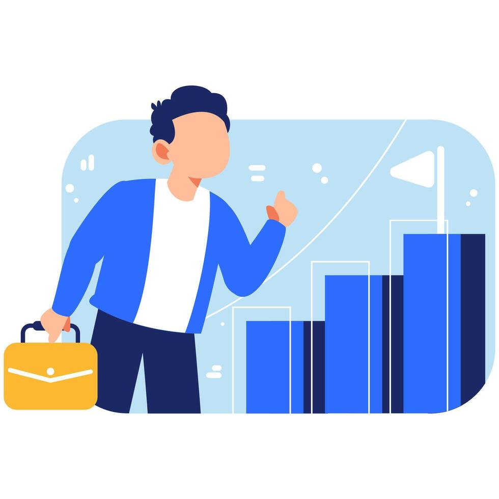 Professional celebrating business growth and reaching goals with upward steps representing success strategy and career development vector