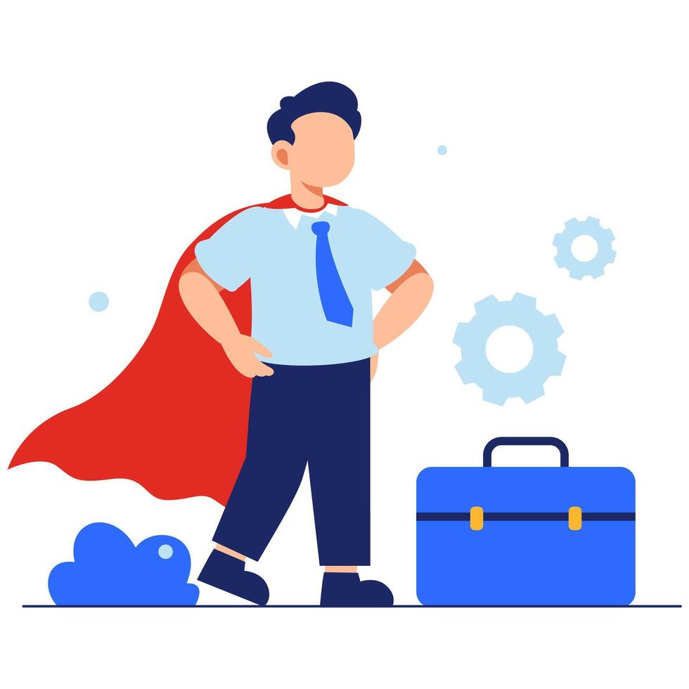Superhero Businessman Flying with Cape Symbolizing Leadership and Corporate Empowerment vector